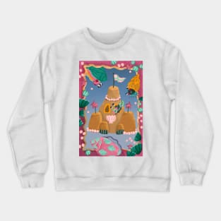 Happy Hermit Crab, Sea Slug and friends at the Sand Castle Crewneck Sweatshirt